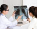 Medical doctor give consultation to patient with x-ray film